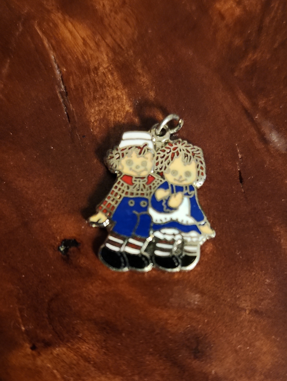 Raggedy Anne And Andy Cloisonne Charm Bracelet Pendant